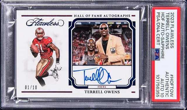 2023 Flawless Terrell Owens Hall of Fame Autographs-Sapphire #HOFTOW card image