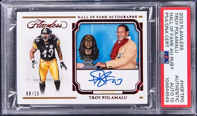 2023 Flawless Troy Polamalu Hall of Fames Autos-Ruby #HOFTPO card image