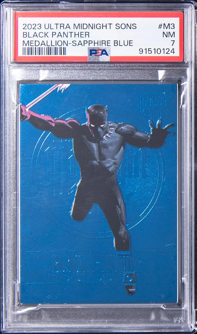 2023 Fleer Ultra Black Panther Midnight Sons Medallions Sapphire Blue #M3 card image