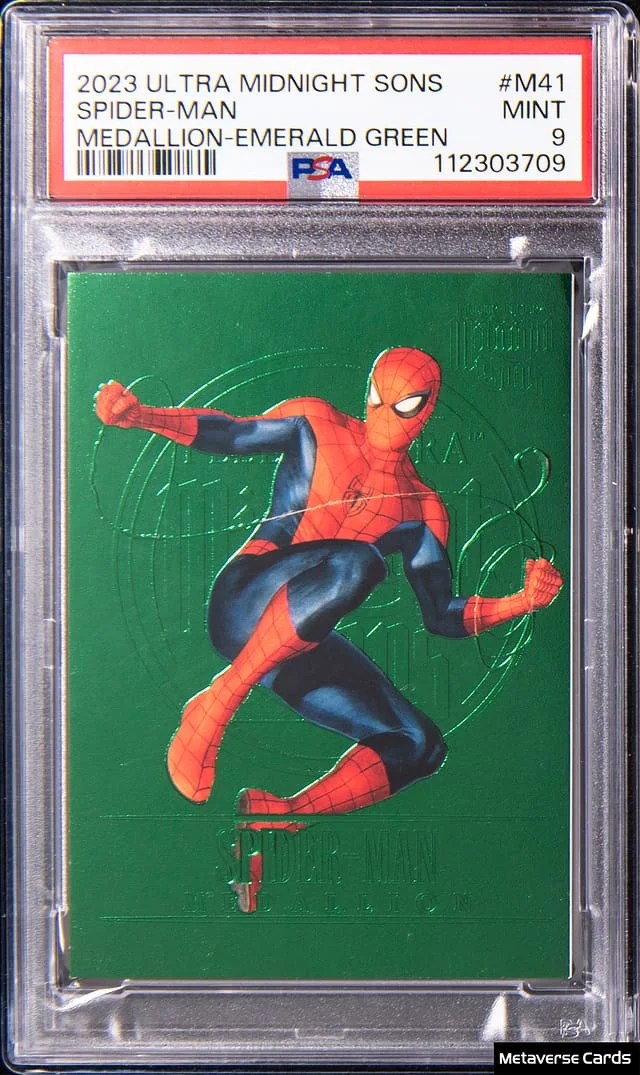 2023 Fleer Ultra Spider-Man Midnight Sons Medallion Emerald Green #M-41 card image