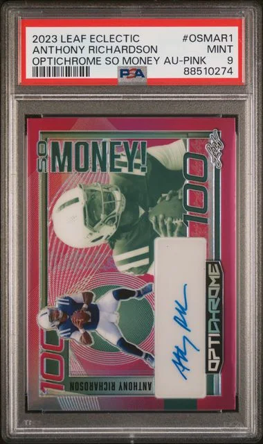 2023 Leaf Anthony Richardson Eclectic Optichrome SO Money Autographs Pink #OSM-AR1 card image