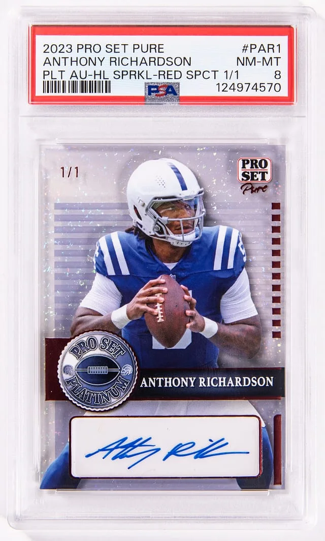 2023 Leaf Anthony Richardson Pro Set Pure Platinum Autograph Holo Sparkle Red Spectrum #P-AR1 card image