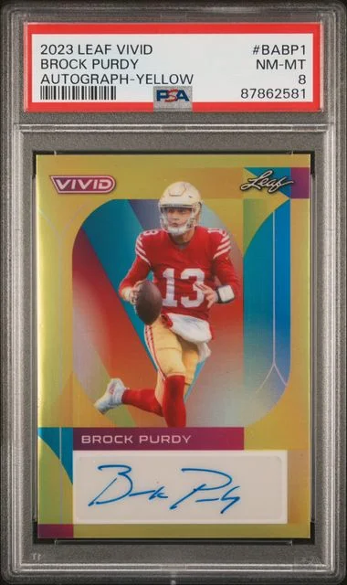 2023 Leaf Brock Purdy Vivid Autographs Yellow #BA-BP1 card image