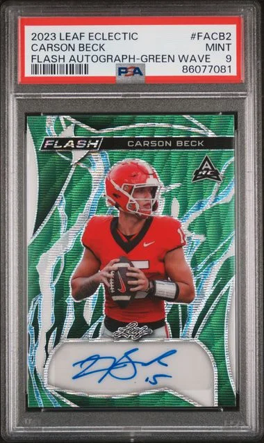 2023 Leaf Carson Beck Eclectic Flash Autographs Green Wave #FA-CB2 card image