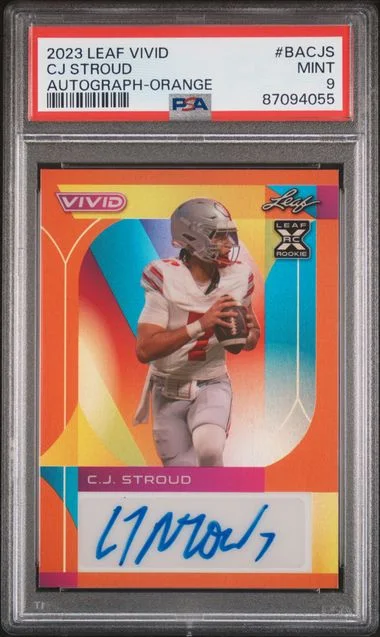 2023 Leaf C.J. Stroud Vivid Autographs Orange #BACJS card image