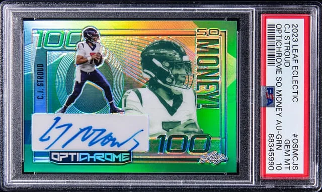 2023 Leaf C.J. Stroud Eclectic Optichrome So Money Autograph Green #OSM-CJS card image