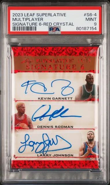 2023 Leaf Dennis Rodman/Horace Grant/Kevin Garnett/Larry Johnson/Rick Mahorn/Shawn Kemp Superlative Signature 6 Red Crystal #S6-4 card image