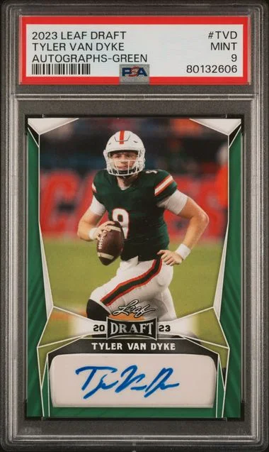 2023 Leaf Draft Autographs Green Tvd Tyler Van Dyke #no-number card image