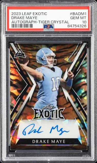 2023 Leaf Drake Maye Vivid Autographs Black Mojo #BADM1 card image