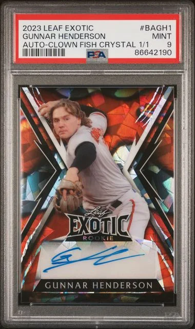 2023 Leaf Gunnar Henderson Exotic Autograph Clown Fish Crystal #BA-GH1 card image