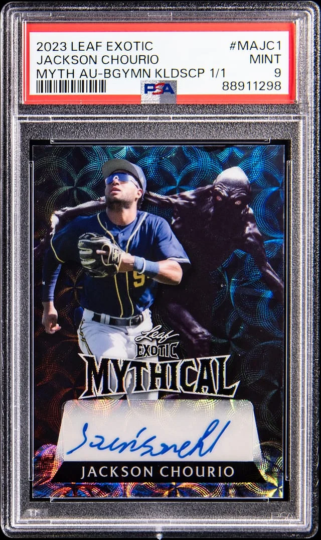 2023 Leaf Jackson Chourio Exotic Mythical Autograph Boogeyman Kaleidoscope 1/1 #MA-JC1 card image