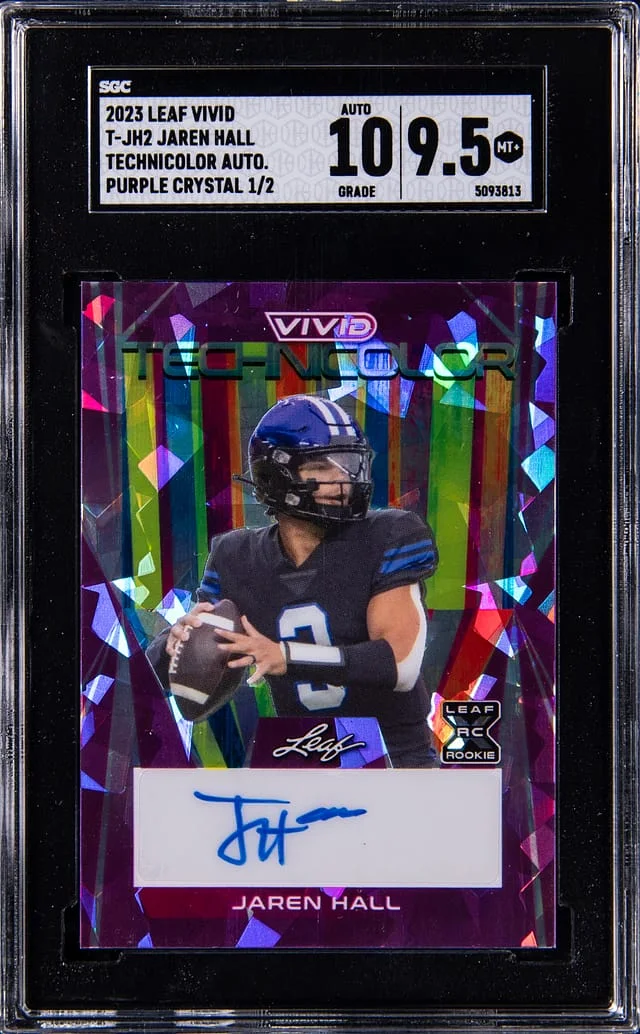 2023 Leaf Jaren Hall Vivid Technicolor Autograph Purple Crystal #T-JH2 card image