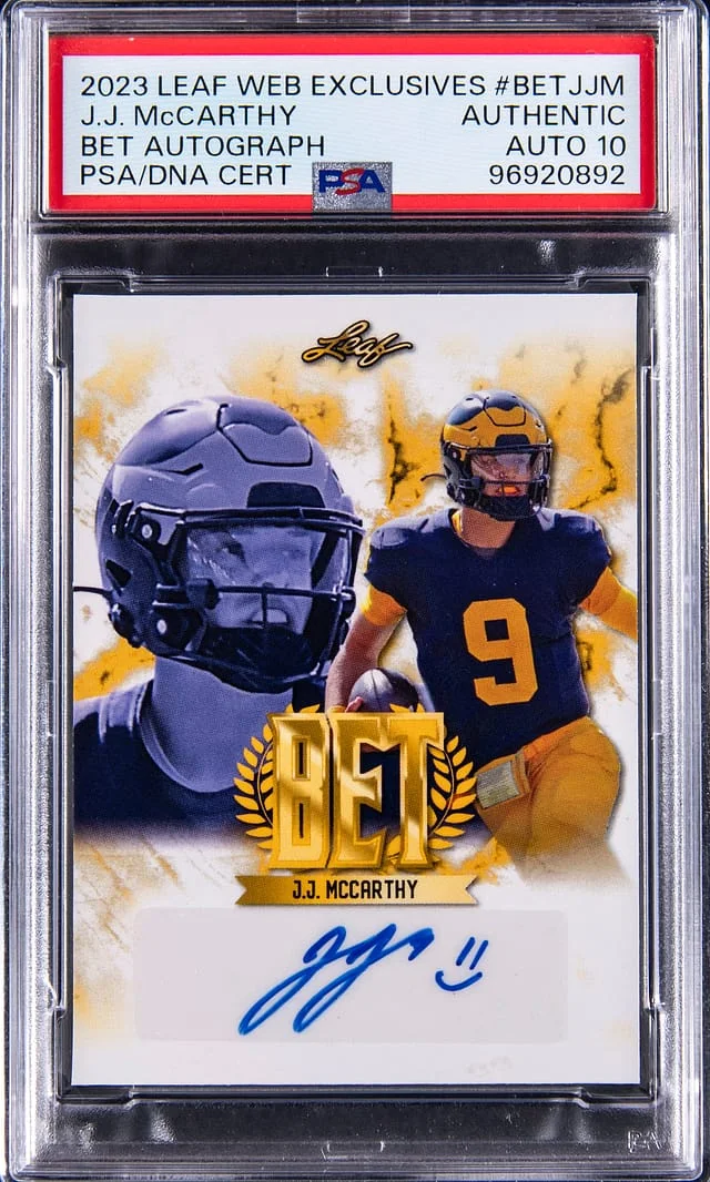 2023 Leaf JJ McCarthy Web Exclusives Bet Autograph #BET-JJM card image