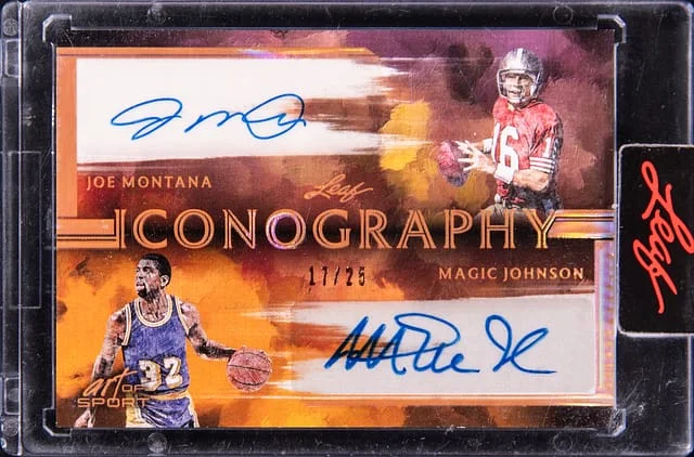 2023 Leaf Joe Montana/Magic Johnson Art of Sport Iconography #I-8 card image