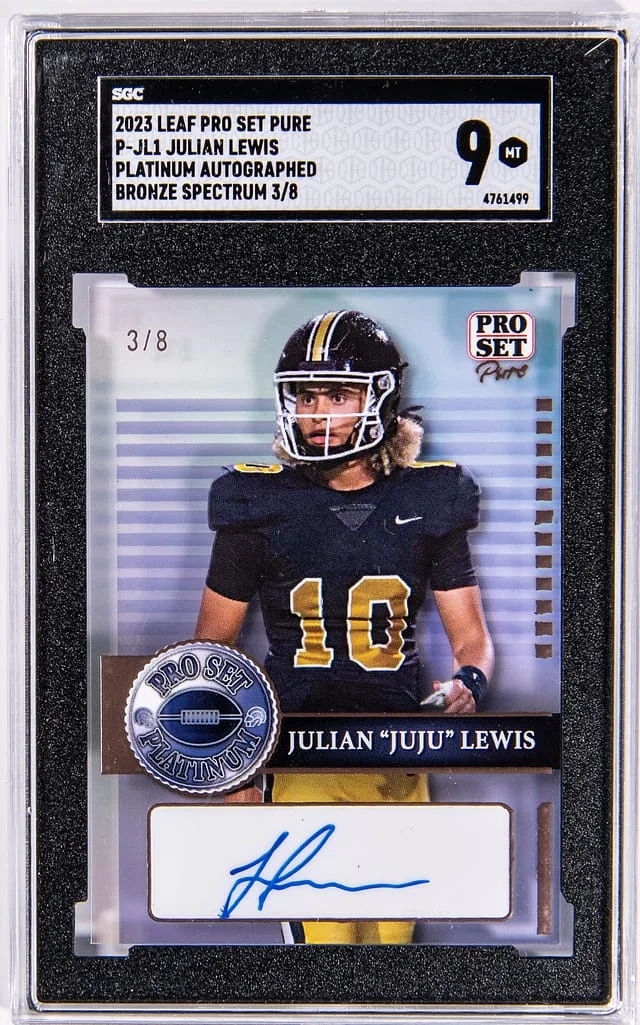 2023 Leaf Julian Lewis Pro Set Pure Platinum Autographs Bronze Spectrum #P-JL1 card image