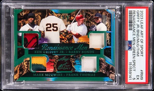 2023 Leaf Ken Griffey Jr./Barry Bonds/Mark McGwire/Frank Thomas Art of Sport Renaissance Men Green Spectrum #RM-9 card image
