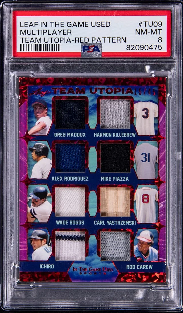 2023 Leaf Maddux/Rodriguez/Boggs/Ichiro/Killebrew/Piazza/Yastrzemski/Carew In The Game Used Sports Team Utopia Red Pattern #TU-09 card image