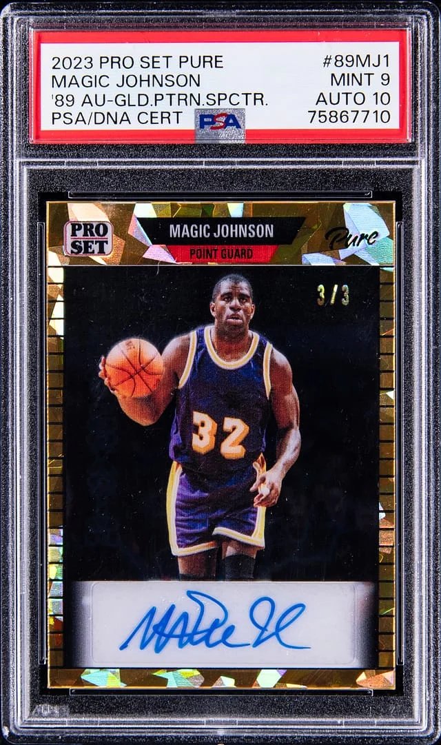 2023 Leaf Magic Johnson Pro Set Pure 1989 Autographs Gold Pattern Spectrum #89MJ1 card image