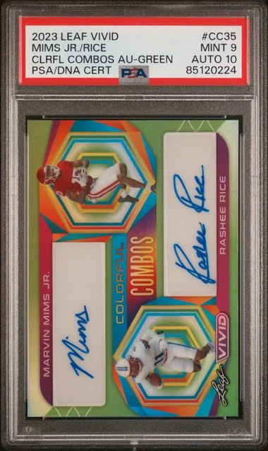 2023 Leaf Marvin Mims Jr./Rashee Rice Vivid Colorful Combos Autographs Green #CC35 card image