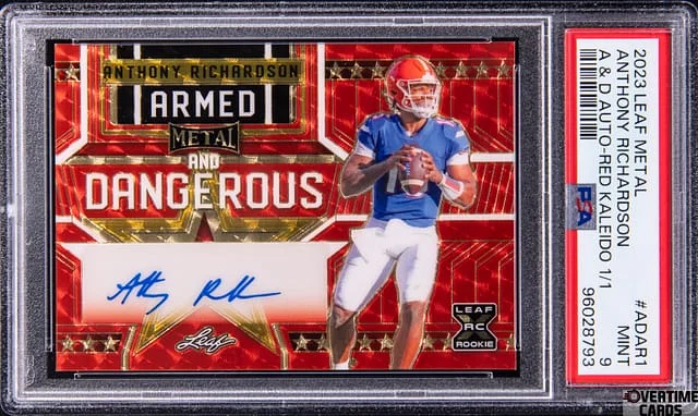 2023 Leaf Metal Anthony Richardson Armed and Dangerous Autograph Red Kaleidoscope #ADAR1 card image