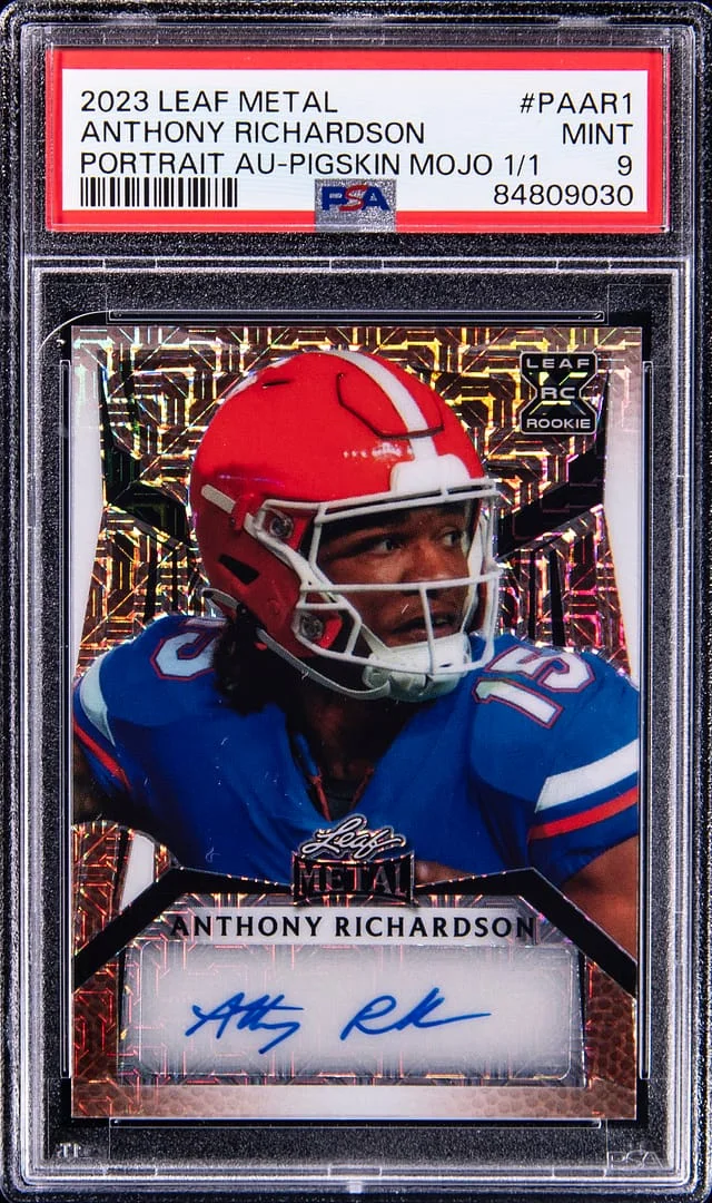 2023 Leaf Metal Anthony Richardson Portrait Autograph Pigskin Mojo 1/1 #PAAR1 card image