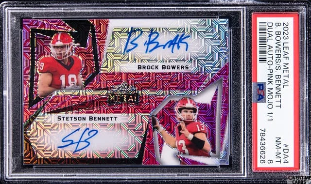 2023 Leaf Metal Brock Bowers/Stetson Bennett Dual Autographs Pink Mojo #DA-4 card image