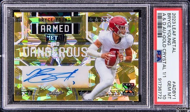 2023 Leaf Metal Bryce Young Armed and Dangerous Gold Crystal #ADBY1 card image