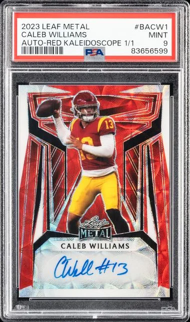 2023 Leaf Metal Caleb Williams Autographs Red Kaleidoscope #BA-CW1 card image
