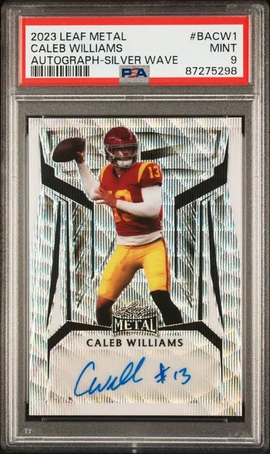 2023 Leaf Metal Caleb Williams Autographs Silver Wave #BACW1 card image