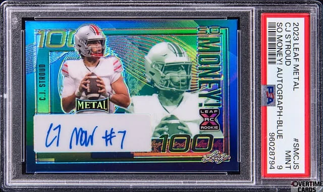 2023 Leaf Metal CJ Stroud So Money! Autograph Blue #SMCJS card image