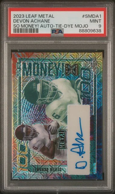 2023 Leaf Metal Devon Achane So Money! Autographs Tie-Dye Mojo #SMDA1 card image