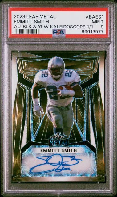 2023 Leaf Metal Emmitt Smith Autographs Black & Yellow Kaleidoscope #BAES1 card image