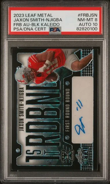 2023 Leaf Metal Jaxon Smith-Njigba First Round Bound Autographs Black Kaleidoscope #FRBJSN card image