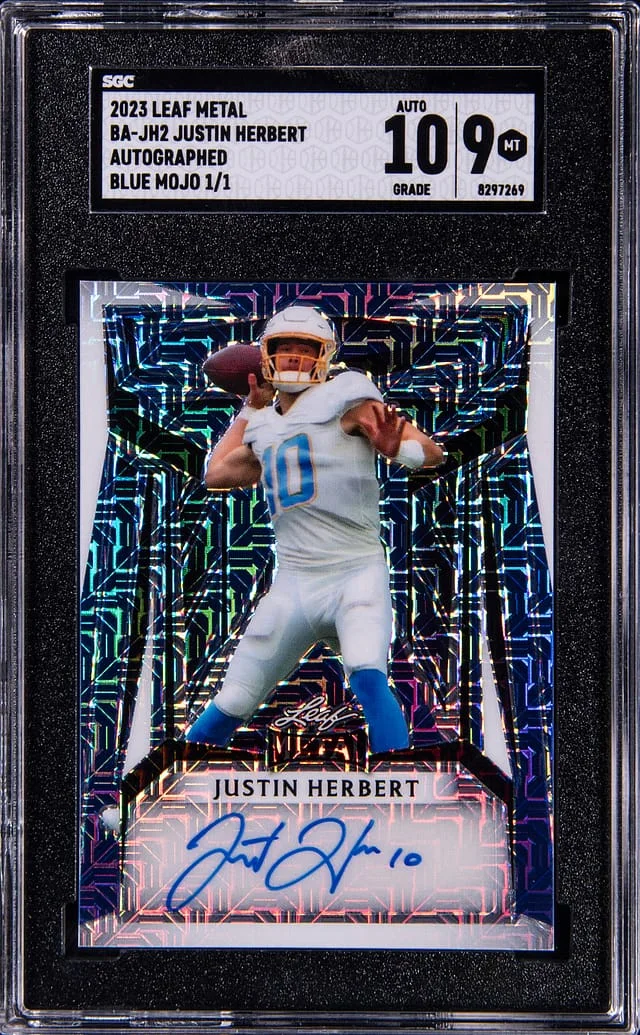 2023 Leaf Metal Justin Herbert Blue Mojo #BA-JH2 card image