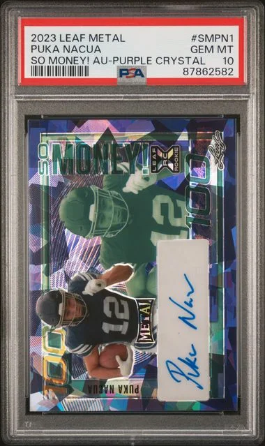 2023 Leaf Metal Puka Nacua So Money! Autographs Purple Crystal #SMPN1 card image