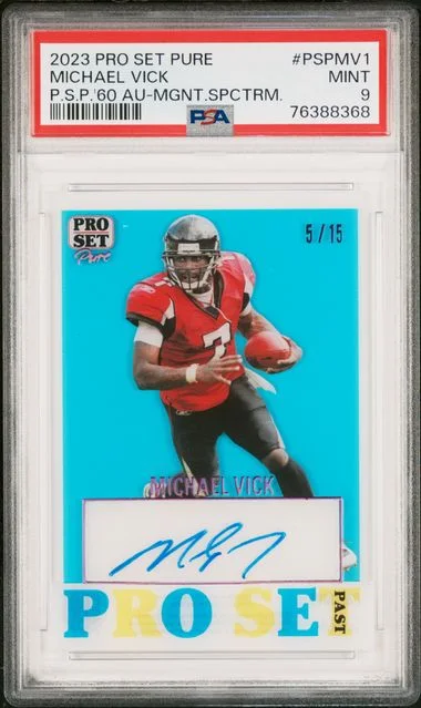 2023 Leaf Michael Vick Pro Set Pure Pro Set Past 1960 Autographs Magenta Spectrum #PSPMV1 card image