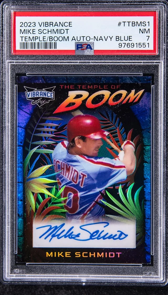 2023 Leaf Mike Schmidt Vibrance Temple of Boom Autograph Navy Blue #TTBMS1 card image