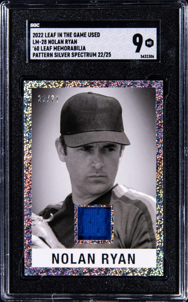 2023 Leaf Nolan Ryan in The Game Used '60 Leaf Memorabilia Pattern Silver Spectrum #LM-28 card image