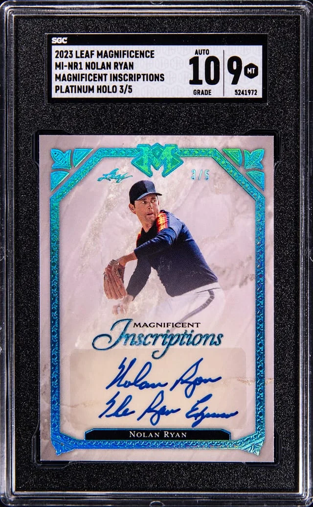 2023 Leaf Nolan Ryan Magnificence Magnificent Inscriptions Platinum Holo #MI-NR1 card image