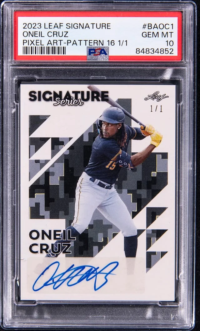 2023 Leaf Oneil Cruz Signature Pixel Art Pattern 16 #BA-OC1 card image