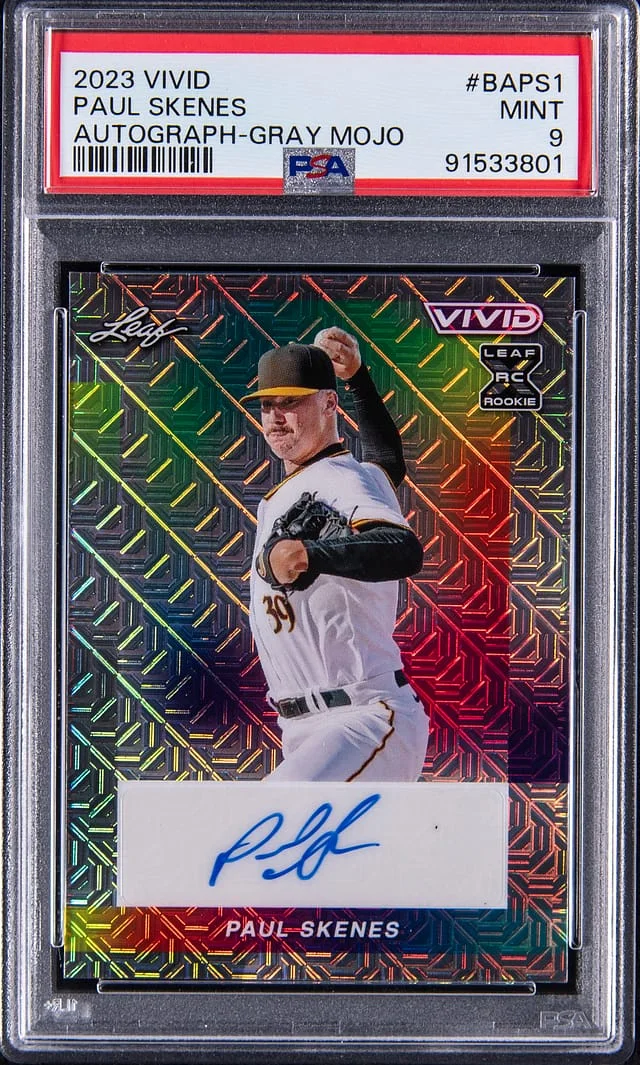2023 Leaf Paul Skenes Vivid Autograph Gray Mojo #BA-PS1 card image