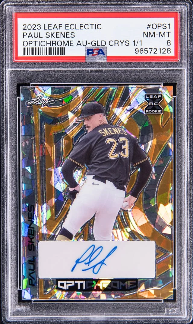 2023 Leaf Paul Skenes Eclectic Optichrome Autographs Gold Crystal #O-PS1 card image
