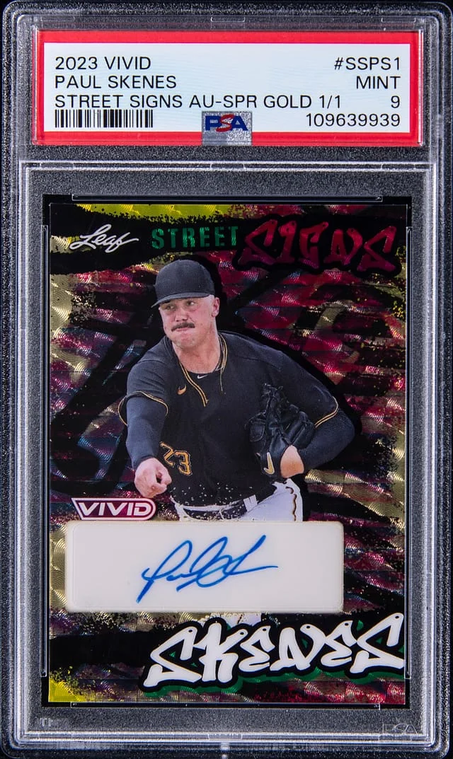 2023 Leaf Paul Skenes Vivid Street Signs Autographs SuperFractor Gold #SS-PS1 card image