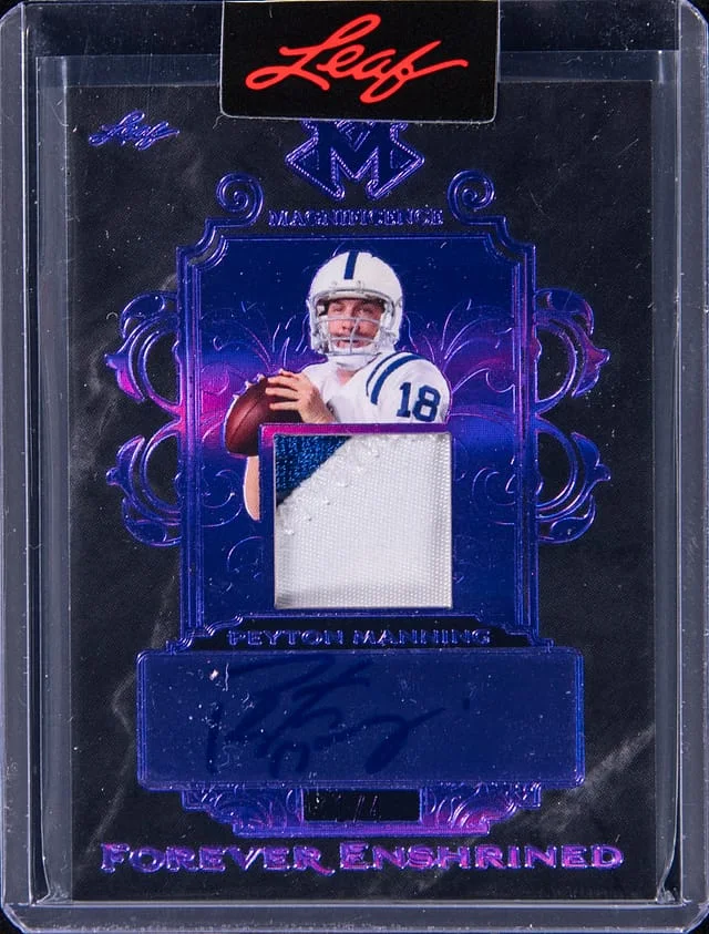 2023 Leaf Peyton Manning Magnificence Forever Enshrined Purple Holo #FE-PM1 card image