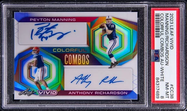 2023 Leaf Peyton Manning/Anthony Richardson Vivid Colorful Combos Autograph White #CC-38 card image