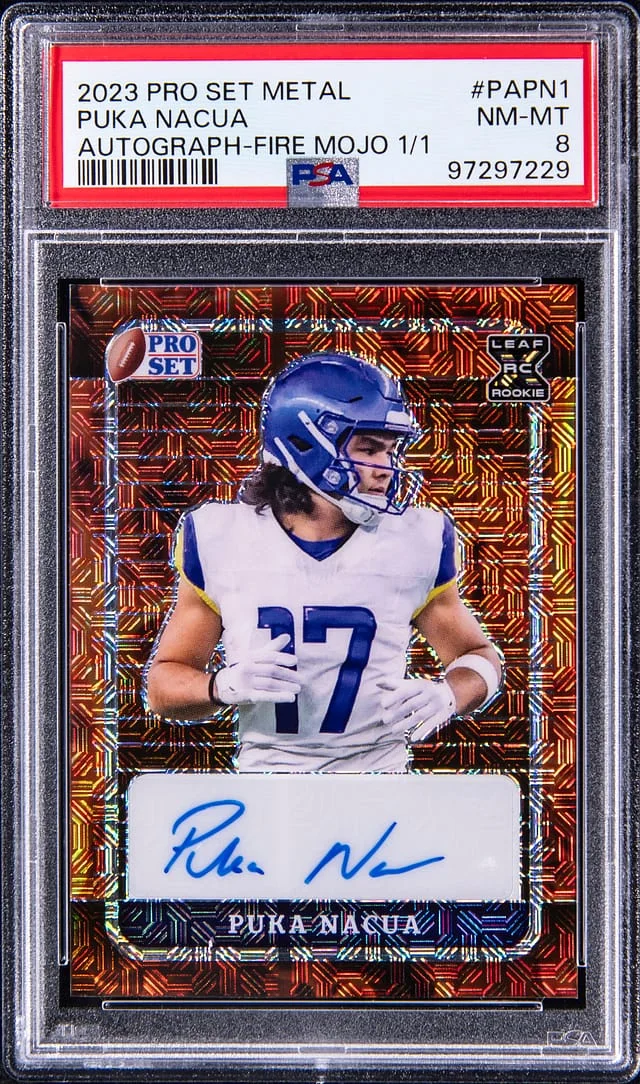 2023 Leaf Puka Nacua Pro Set Metal Autograph-Fire Mojo #PAPN1 card image
