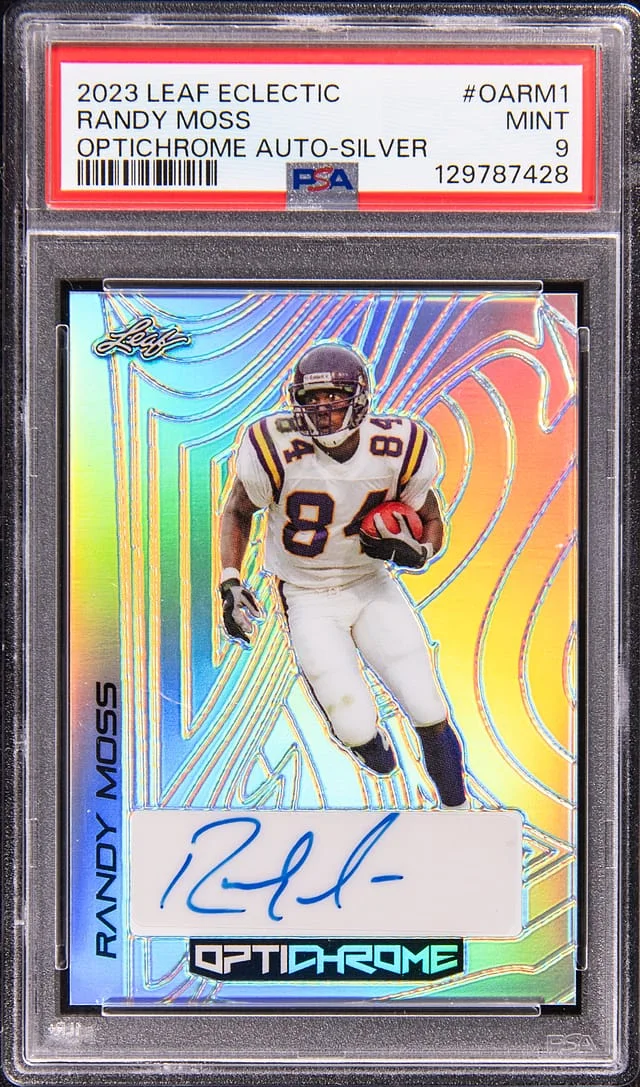 2023 Leaf Randy Moss Electric Optichrome Autographs Silver #OA-RM1 card image