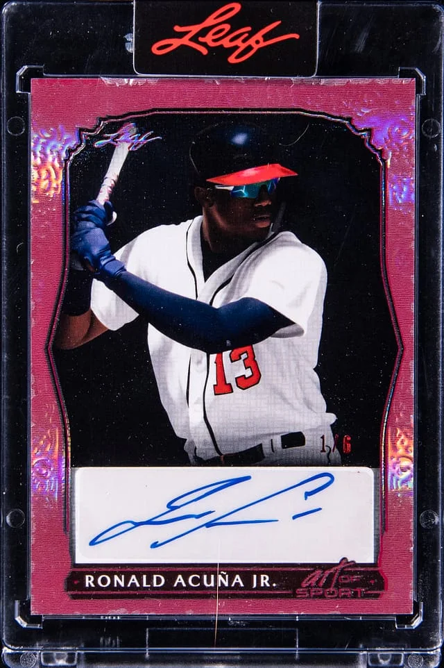 2023 Leaf Ronald Acuna Jr Art of Sport Autograph Pink #BA-RAJ card image