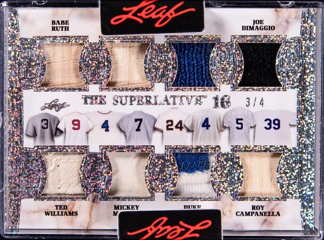 2023 Leaf Ruth/Ott/Mays/DiMaggio/Williams/Mantle/Snider/Campanella/Hodges/Mathews/Killebrew/Clemente/Robinson/Musial/Berra/Maris Superlative The Superlative 16 #TS16-1 card image