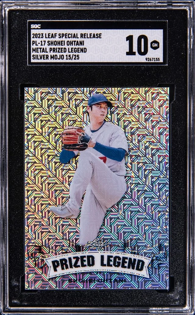 2023 Leaf Shohei Ohtani Special Release Metal Prized Legend Silver mojo #PL-17 card image